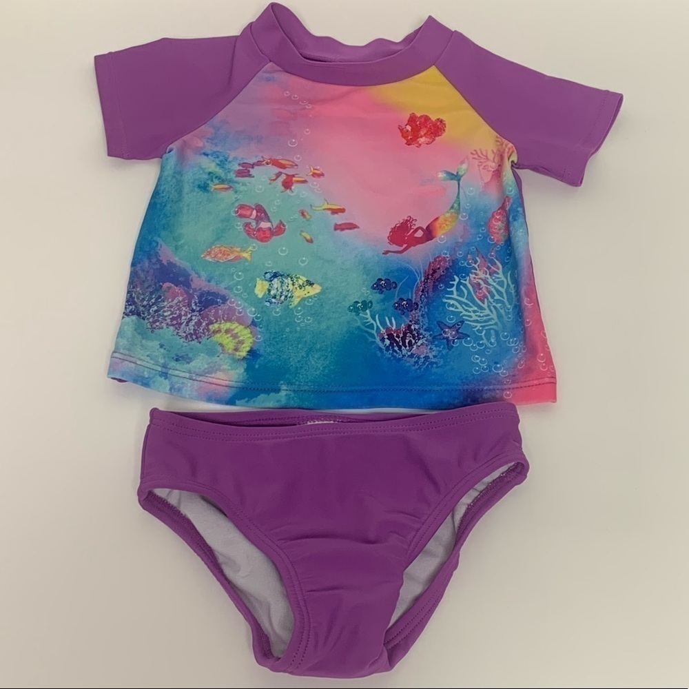 Circo Size 9 Months Infant Girls Purple Mermaid Underwater Rash Guard Swimsuit